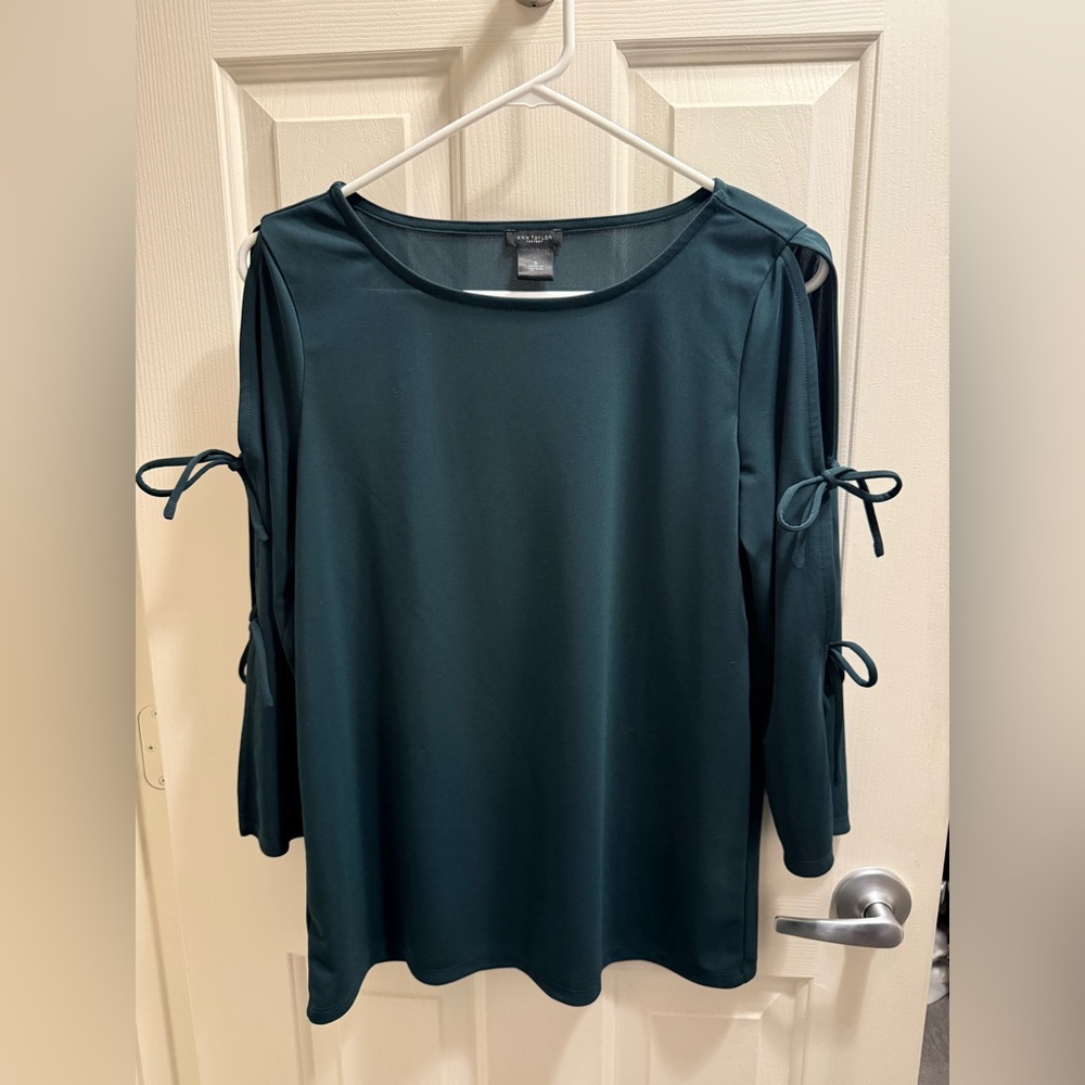 Ann Taylor Teal Off-Shoulder Blouse